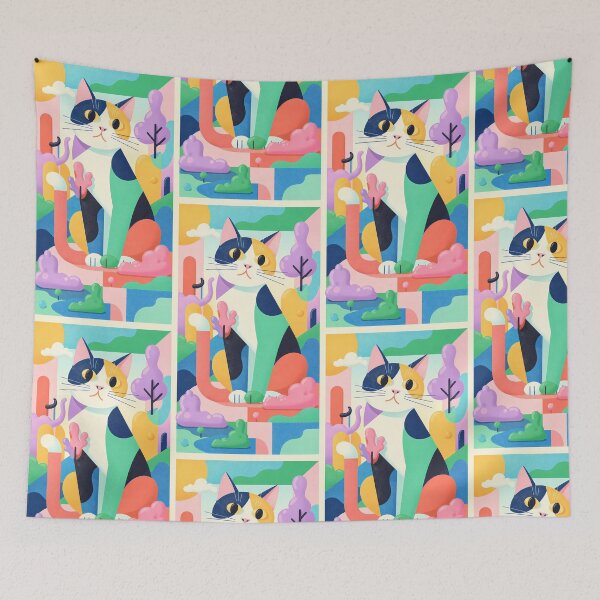 Item preview,  Magic Cat in Pastel Geometric Forest designed and sold by Idealforme.