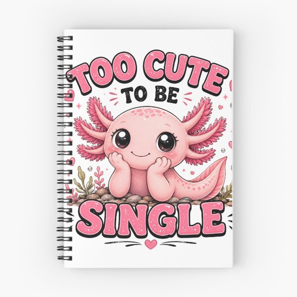 Item preview, Too Cute To Be Single Axolotl | Cute Pink Axolotl Cartoon Sticker designed and sold by BlossomedGlow.