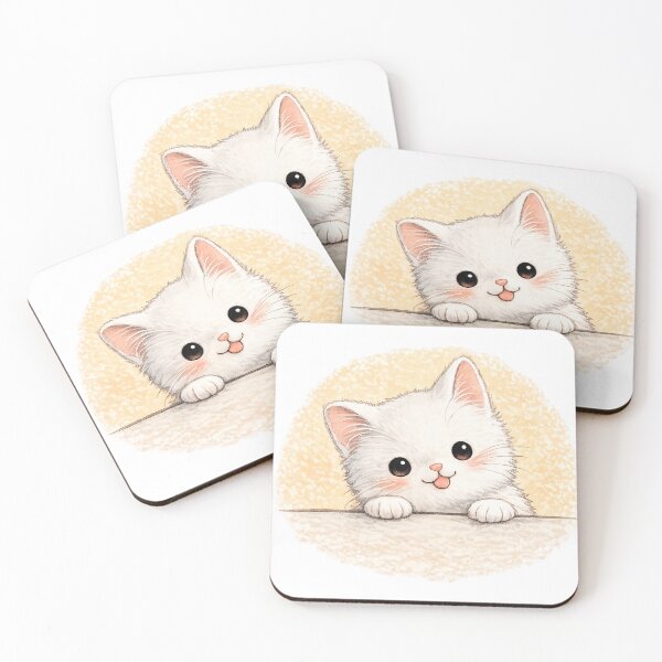 Item preview, Cute White Kitten Peeking Over Edge designed and sold by Ninejoe.