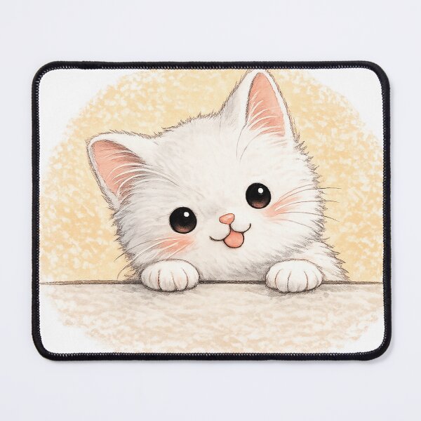 Item preview, Cute White Kitten Peeking Over Edge designed and sold by Ninejoe.
