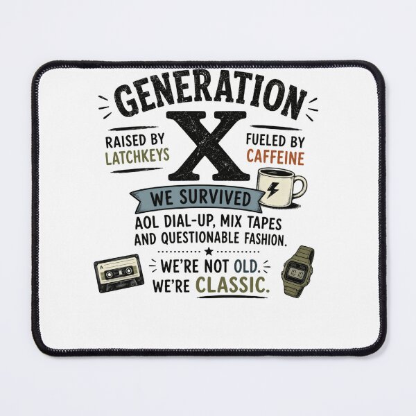 Item preview, Generation X Raised By Latchkeys Fueled By Caffeine We Survived AOL Dial-Up Mix Tapes And Questionable Fashion We're Not Old We're Classic designed and sold by HumansStuck12.