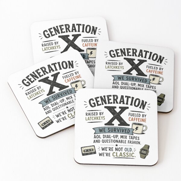 Item preview, Generation X Raised By Latchkeys Fueled By Caffeine We Survived AOL Dial-Up Mix Tapes And Questionable Fashion We're Not Old We're Classic designed and sold by HumansStuck12.