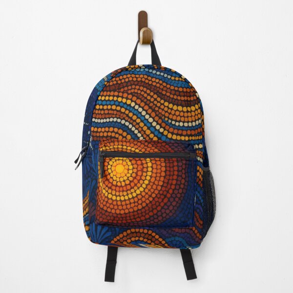 Item preview, Dot Painting Sun And Plants Royal Blue designed and sold by AboriginalartVI.