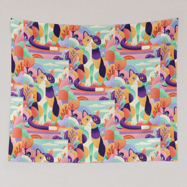 Item preview,  Magic Cat in Pastel Geometric Forest designed and sold by Idealforme.