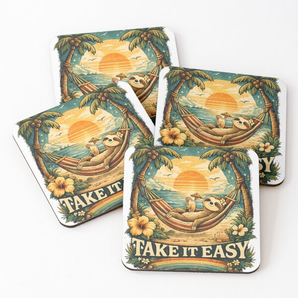 Item preview, Take It Easy Retro Sloth Beach Design designed and sold by Simo Studio.