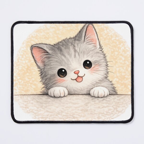 Item preview, Cute Gray Kitten Peeking Over Edge designed and sold by Ninejoe.