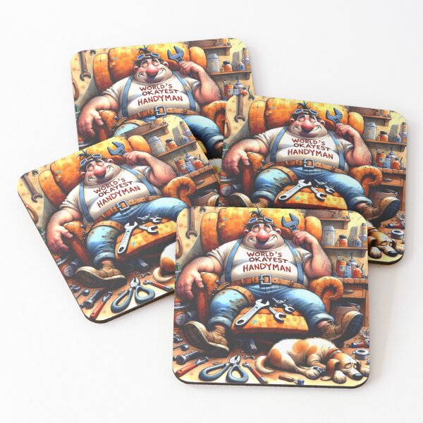 Item preview, World's Okayest Handyman Funny Cartoon Art Print designed and sold by Beyond The Canvas.