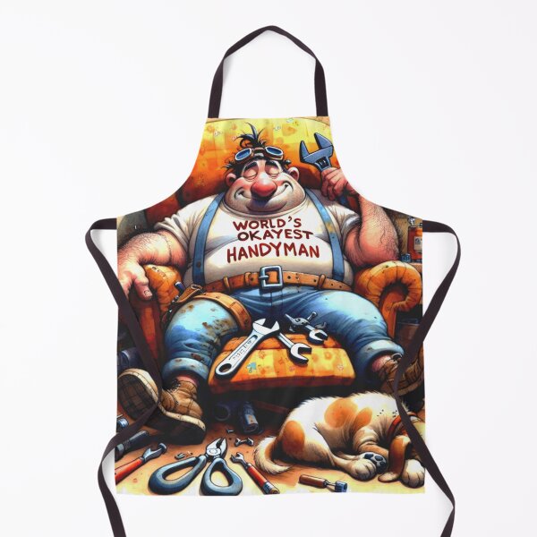 Item preview, World's Okayest Handyman Funny Cartoon Art Print designed and sold by Beyond The Canvas.