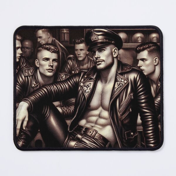 Item preview, Vintage Gay Leather Bar Daddy Hungry Eyes Tom of Finland Tribute Gay Pride Graphic Design designed and sold by ItsAKinkThing.