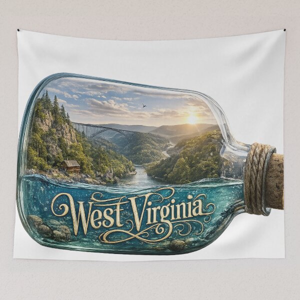Item preview, West Virginia Landscape in a Bottle – Appalachian Mountains Nature Art Design designed and sold by Fabrifrank.