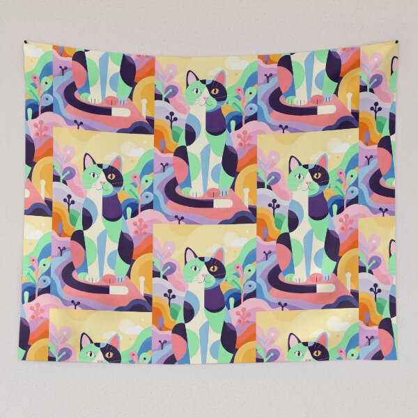 Item preview,  Magic Cat in Pastel Geometric Forest designed and sold by Idealforme.
