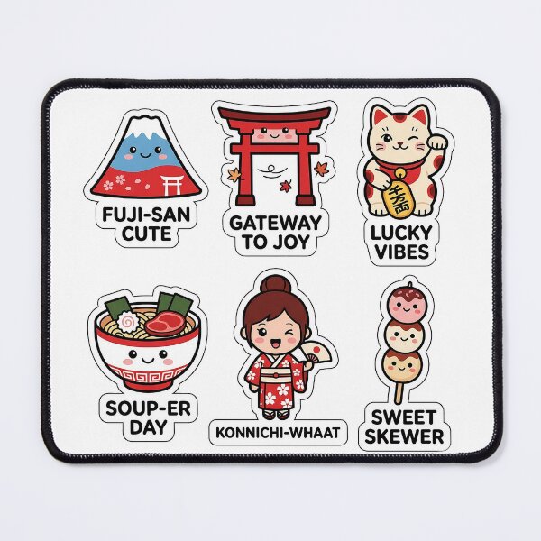 Item preview, Kawaii Japan Trip Sticker Pack - Cute Mt Fuji & Kimono Puns designed and sold by SimpleP.