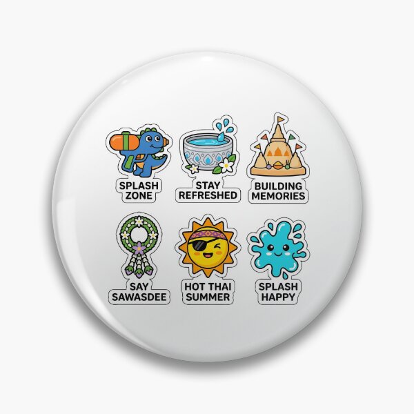 Item preview, Kawaii Songkran Festival Sticker Pack - Cute Water Gun & Thai Puns designed and sold by SimpleP.