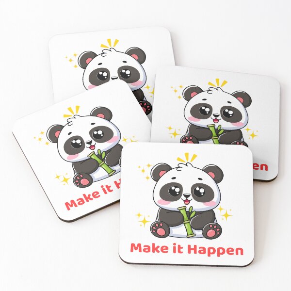 Item preview, Make It Happen Cute Panda Motivational Sticker designed and sold by Kick-ArtWorks.