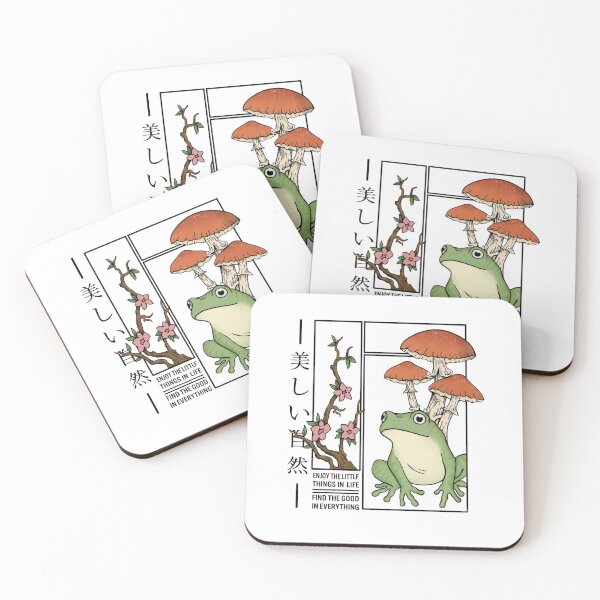 Item preview, Cottagecore Frog Mushroom Aesthetic Japanese Nature Art designed and sold by HBDStudio.