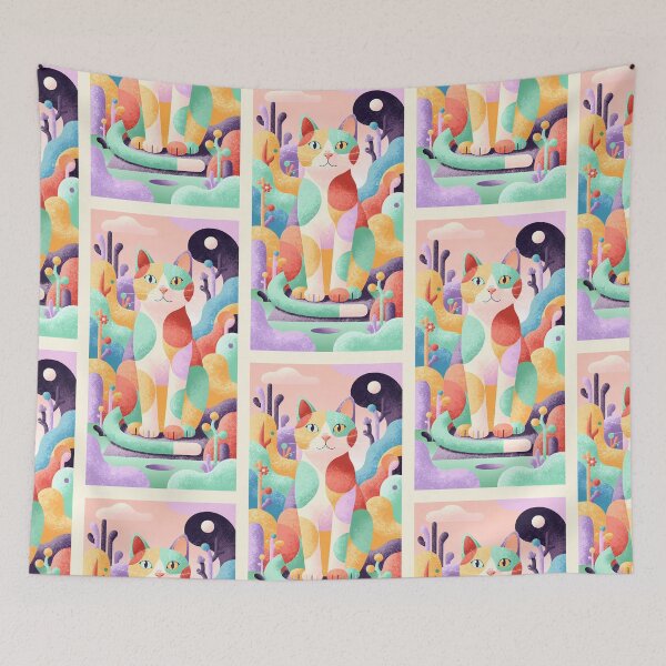 Item preview, Magic Cat in Pastel Geometric Forest designed and sold by Idealforme.