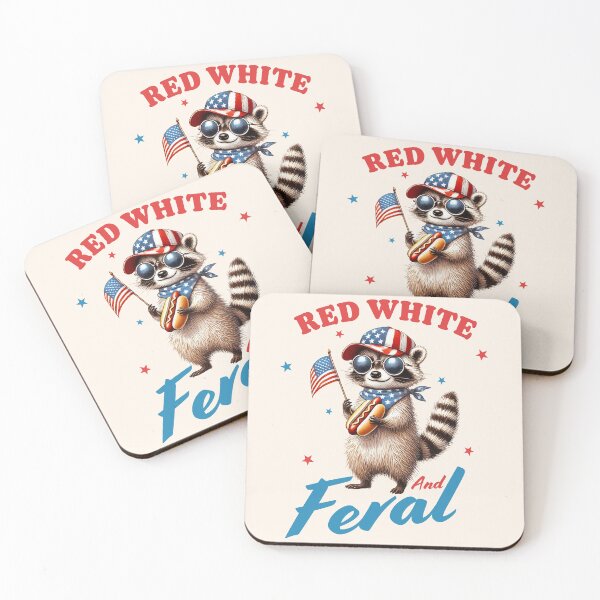 Item preview, Red, White And Feral Funny 4th Of July Raccoon designed and sold by legendaryskins.