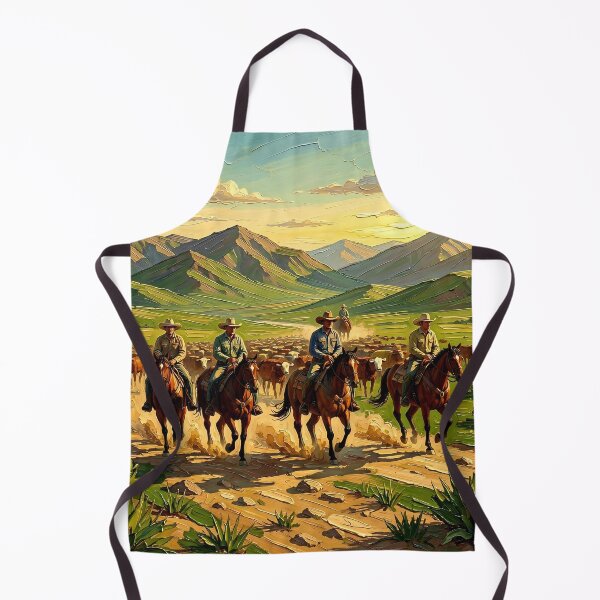 Item preview, Cowboys Leading a Cattle Drive on Horseback Across a Western Ranch Valley at Sunset designed and sold by LisaMise.