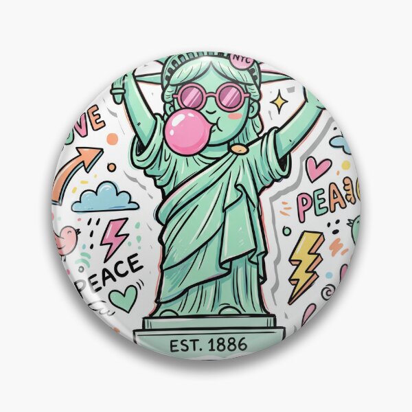 Item preview, Liberty Cartoon Sticker with Sunglasses and Bubble Gum Doodle Vector designed and sold by gary44.