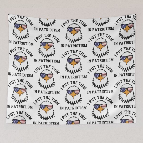 Item preview, I Put The Tism In Patriotism Funny Eagle Wearing Sunglasses USA American Flag designed and sold by alidiaa.