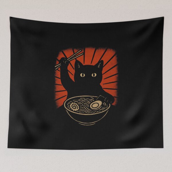 Item preview, Japanese Ramen Black Cat designed and sold by DemureArtsy.
