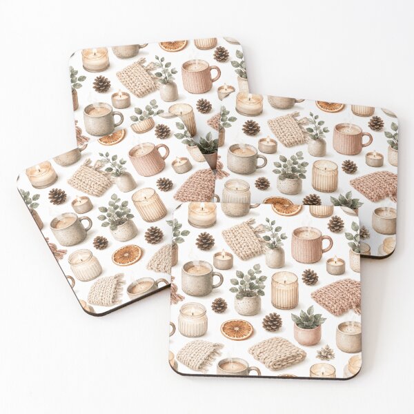 Item preview, Hygge Winter Candle Cozy Watercolor Seamless Pattern designed and sold by Inkworksbyshery.