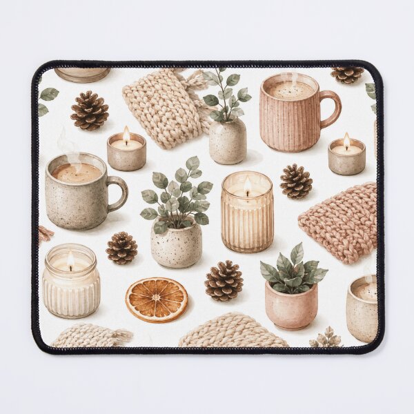 Item preview, Hygge Winter Candle Cozy Watercolor Seamless Pattern designed and sold by Inkworksbyshery.