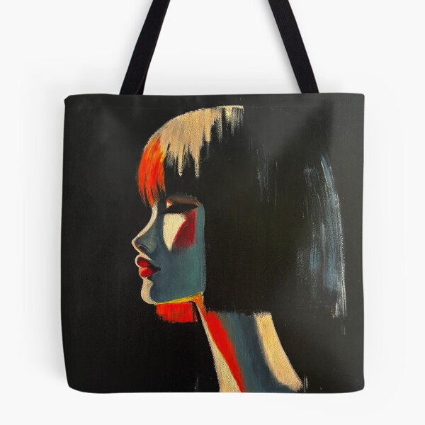 Item preview, Female Profile Portrait in Bold Colors, Oil Painting designed and sold by DeluluArtes.