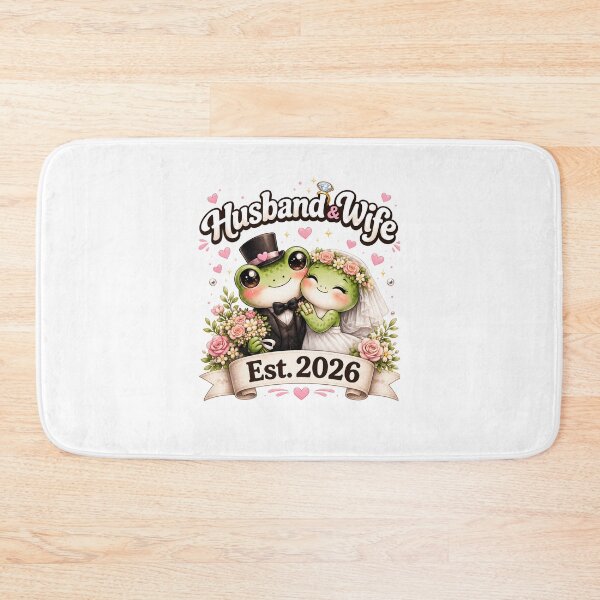 Item preview, Husband & Wife Est. 2026 Frog Couple | Cute Wedding Frog Cartoon Design designed and sold by BlossomedGlow.