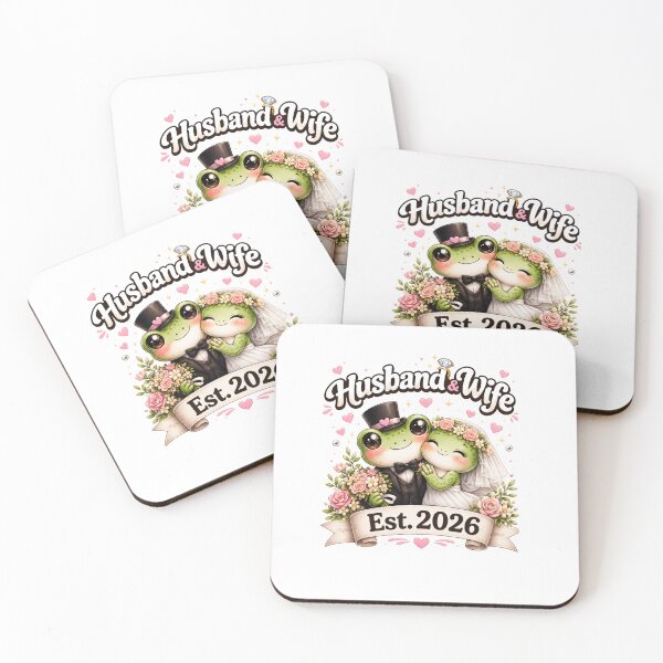 Item preview, Husband & Wife Est. 2026 Frog Couple | Cute Wedding Frog Cartoon Design designed and sold by BlossomedGlow.