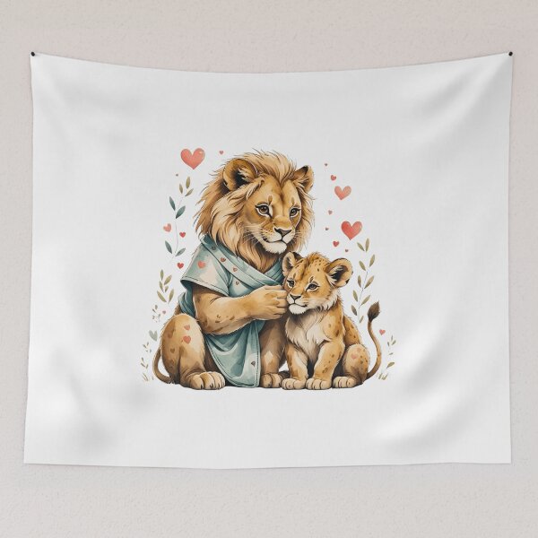 Item preview, Fierce Mama Lion And Baby Cub Watercolor designed and sold by AQUILAKREO.