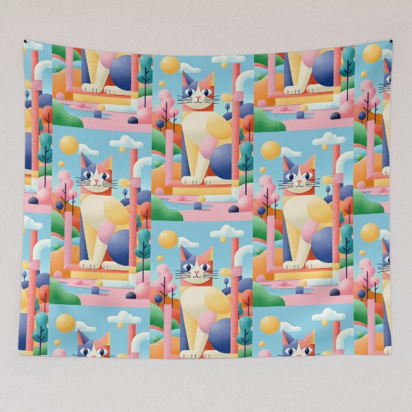 Item preview, Magic Cat in Pastel Geometric Forest designed and sold by Idealforme.