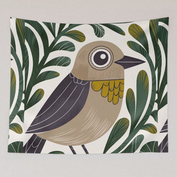 Item preview, Mid Century Modern Scandi Birb - Folk Art Bird Illustration | Filora Atelier  designed and sold by Filora Atelier | Bird Art.