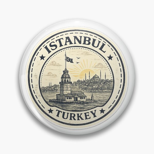 Item preview, Istanbul Turkey Passport Stamp Sticker | Maiden's Tower Vintage Travel Souvenir designed and sold by DreamPaw Studio.