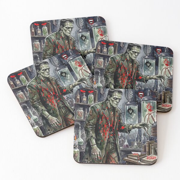 Item preview, Frankenstein's Laboratory Watercolor Spooky Halloween Horror Art designed and sold by VibranPalette.