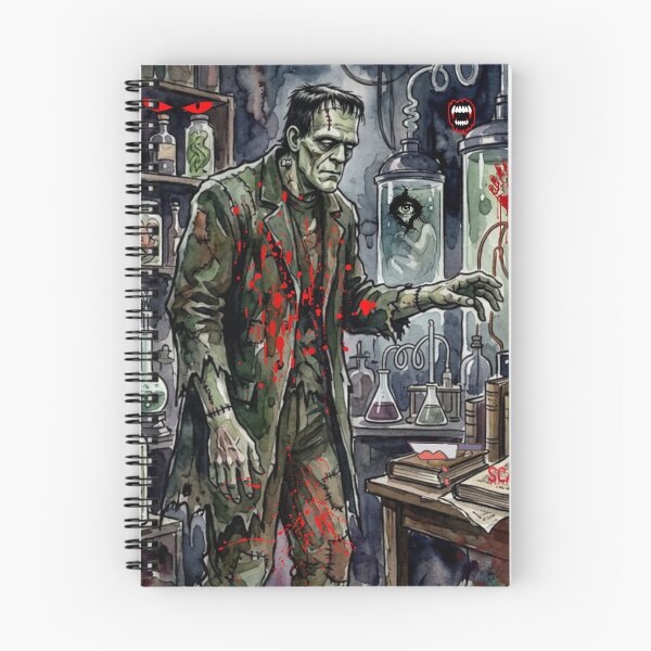 Item preview, Frankenstein's Laboratory Watercolor Spooky Halloween Horror Art designed and sold by VibranPalette.