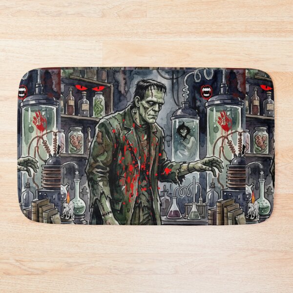 Item preview, Frankenstein's Laboratory Watercolor Spooky Halloween Horror Art designed and sold by VibranPalette.