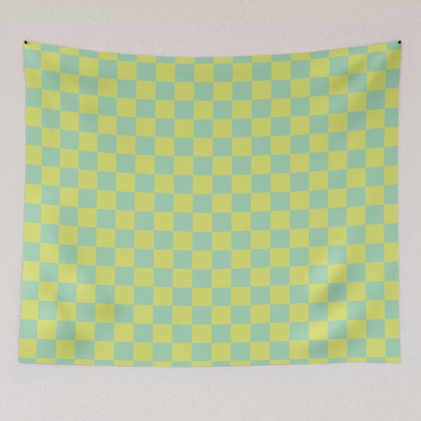 Item preview, Turquoise green & yellow-green checkered designed and sold by Mint + Midnight.