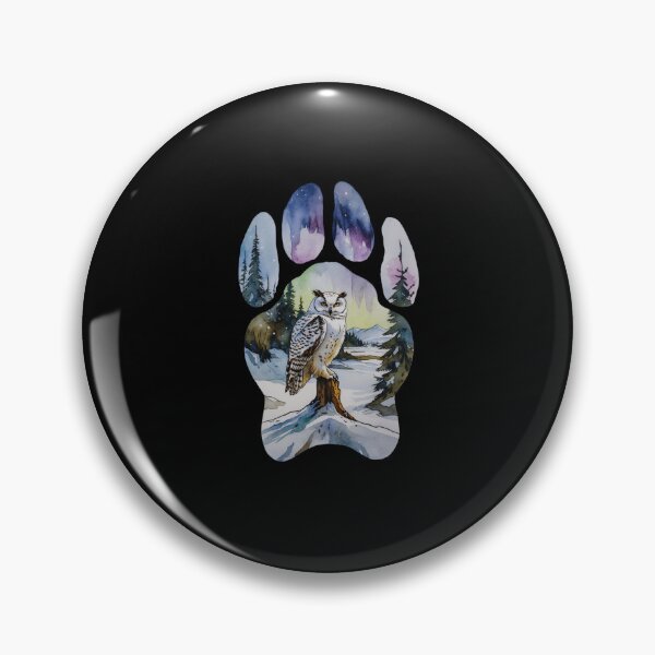 Item preview, Snowy Owl Winter Paw Print Art designed and sold by Timowo Studio | Fine Line Wildlife Art & Modern Nature Graphics.