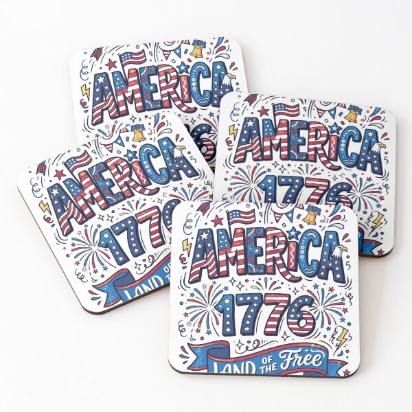Item preview, America 1776 Land of the Free Patriotic Doodle Vector Illustration designed and sold by gary44.