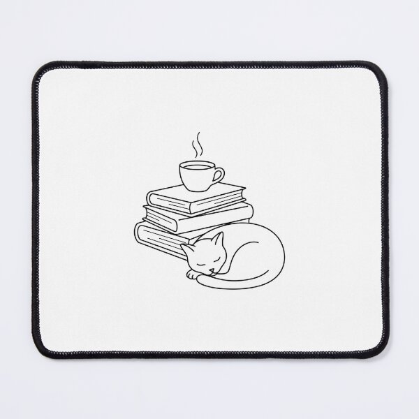 Item preview, Minimalist Bookworm Cat and Coffee Line Art designed and sold by pattman.