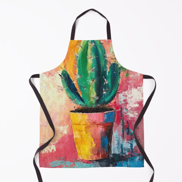 Item preview, Colorful Cactus in Pot, Vibrant Oil Painting designed and sold by DeluluArtes.