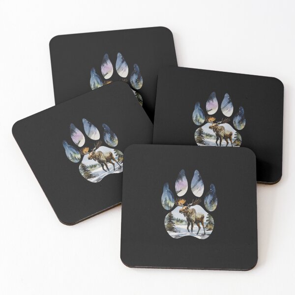 Item preview, Moose Winter Paw Print Art designed and sold by Timowo Studio | Fine Line Wildlife Art & Modern Nature Graphics.
