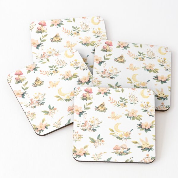 Item preview, Whimsical Cottagecore Floral Pattern | Moon Bunny Mushroom Botanical Art designed and sold by Rixben.