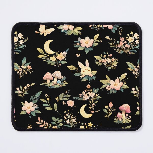 Item preview, Whimsical Cottagecore Floral Pattern | Moon Bunny Mushroom Botanical Art designed and sold by Rixben.
