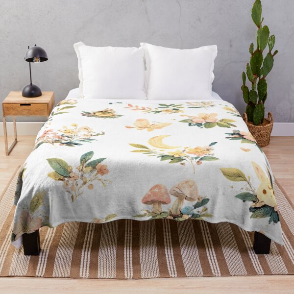Item preview, Whimsical Cottagecore Floral Pattern | Moon Bunny Mushroom Botanical Art designed and sold by Rixben.