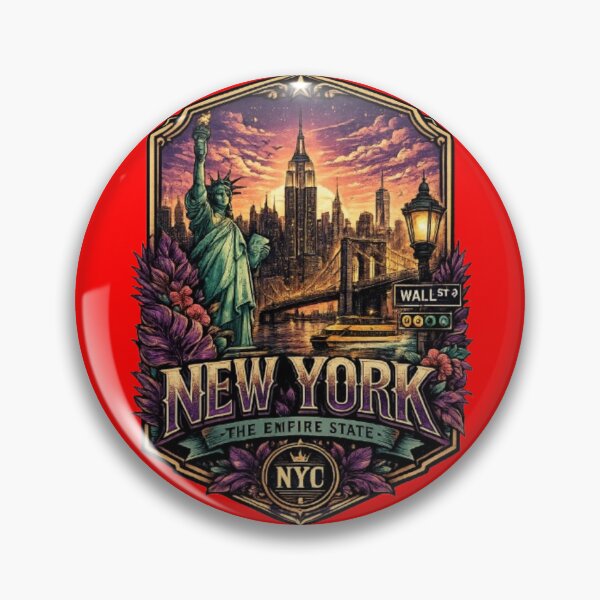 Item preview, New York City Travel Poster Vintage Badge Design designed and sold by Wandering Threads.
