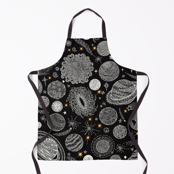 Item preview, Black and White Celestial Space Galaxy Planets pattern designed and sold by FahdSpaceArt.