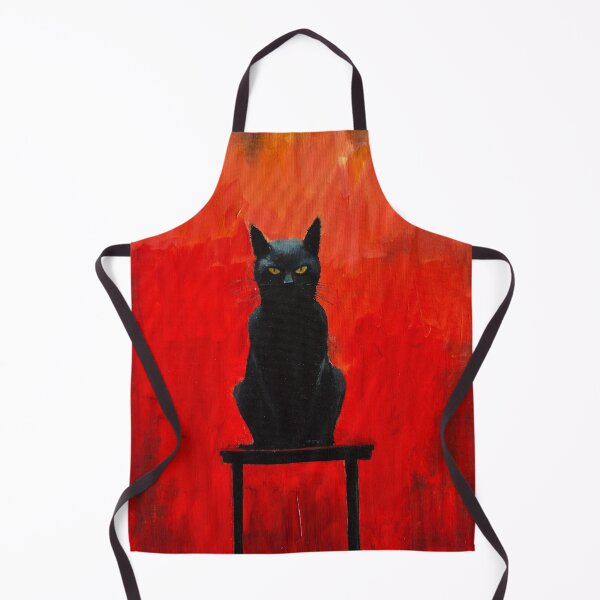 Item preview, Black Cat on Red Background, Bold Oil Painting designed and sold by DeluluArtes.