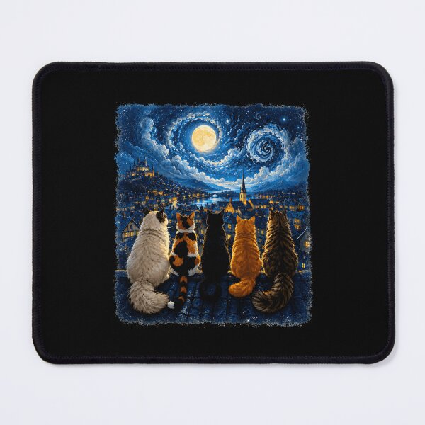 Item preview, Cat Starry Night Cats Rooftop Scene designed and sold by Randomera.